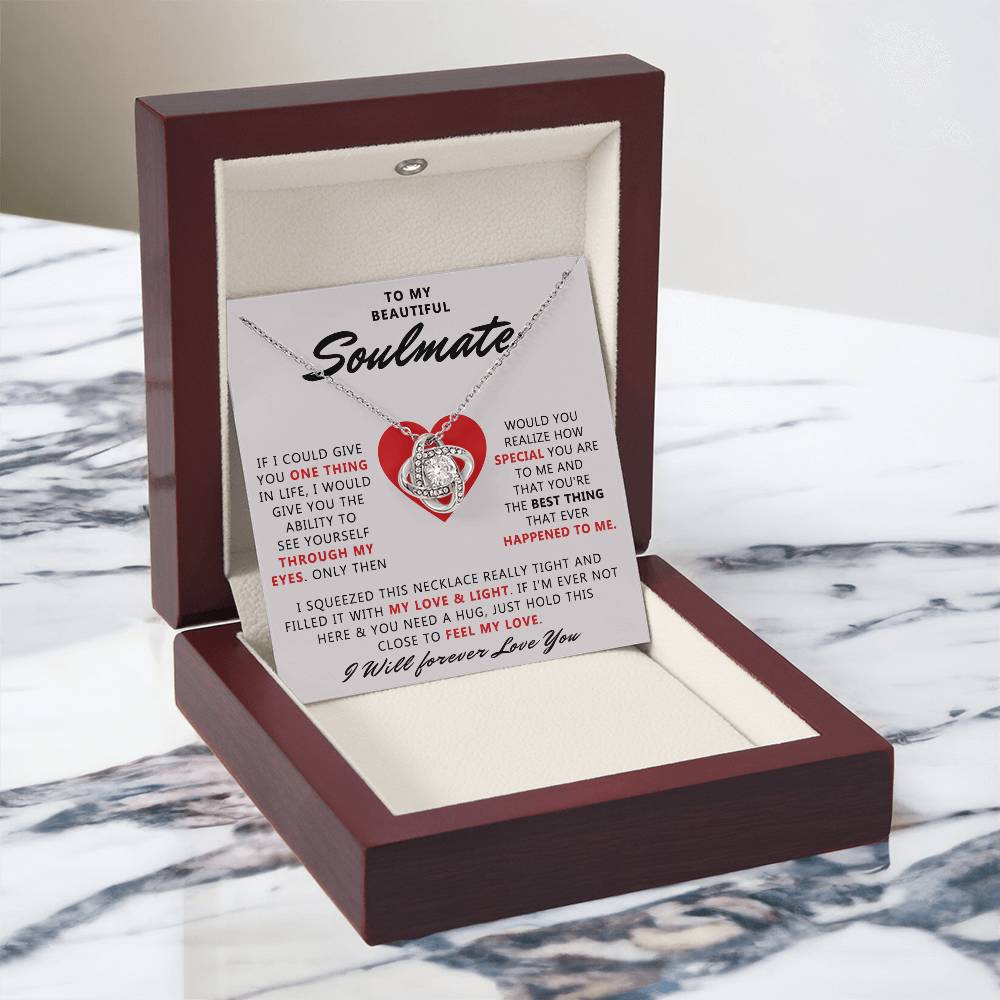 To My Beautiful Soulmate Necklace From Husband, Boyfriend, Anniversary For Wife Necklace, Jewelry Gift For Wife, Soulmate Gift Necklace for Her Romantic, Girlfriend Gifts Necklace Message Card