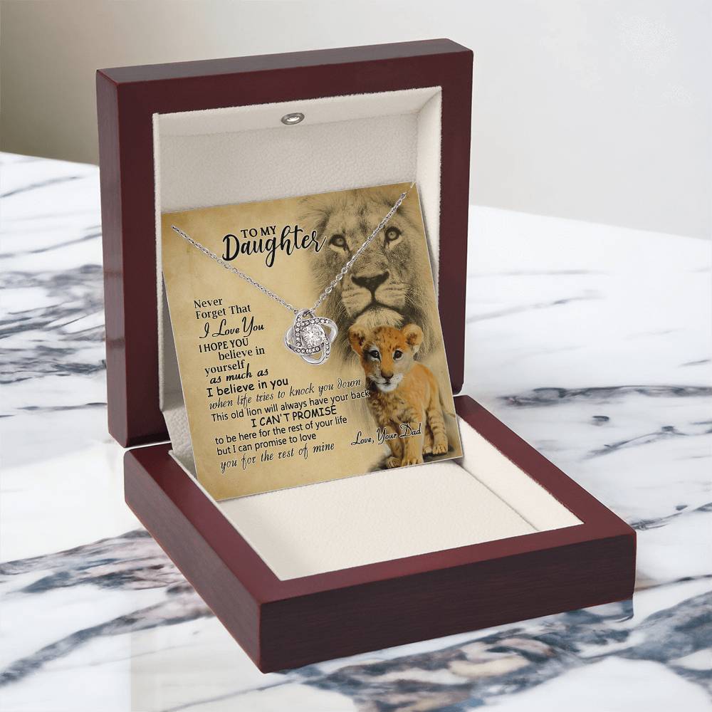 Daughter Gifts Necklace from Lion Dad to Daughter, Father Daughter Necklace, To My Daughter Lion Love Knot Necklace Gift Dad And Daughter Necklace Gift on Birthday Gift Anniversary Graduation Gift