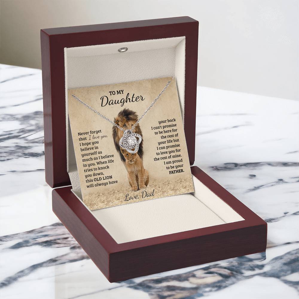 To My Daughter Gift Necklace from Dad Old Lion Your Back Believe Rest of Mine Personalized Chain Necklace Jewelry for Women Birthday Valentine Mother Jewelry Gift For Girls, Little Girl
