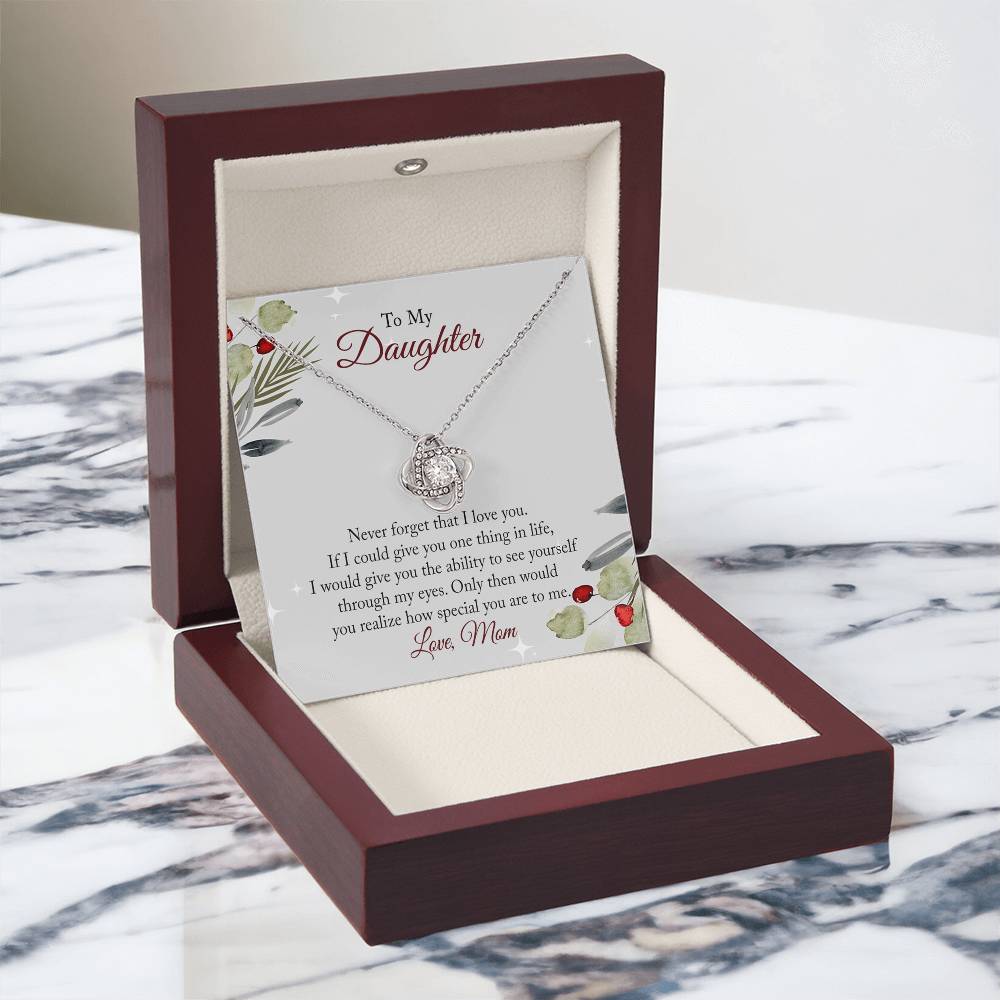 To My Daughter Necklace From Mom, Christmas Necklace with Message Card and Gift Box For Daughter, Mother And Daughter Necklace Gift On Birthday Wedding Graduation Gift Never Forget Necklace