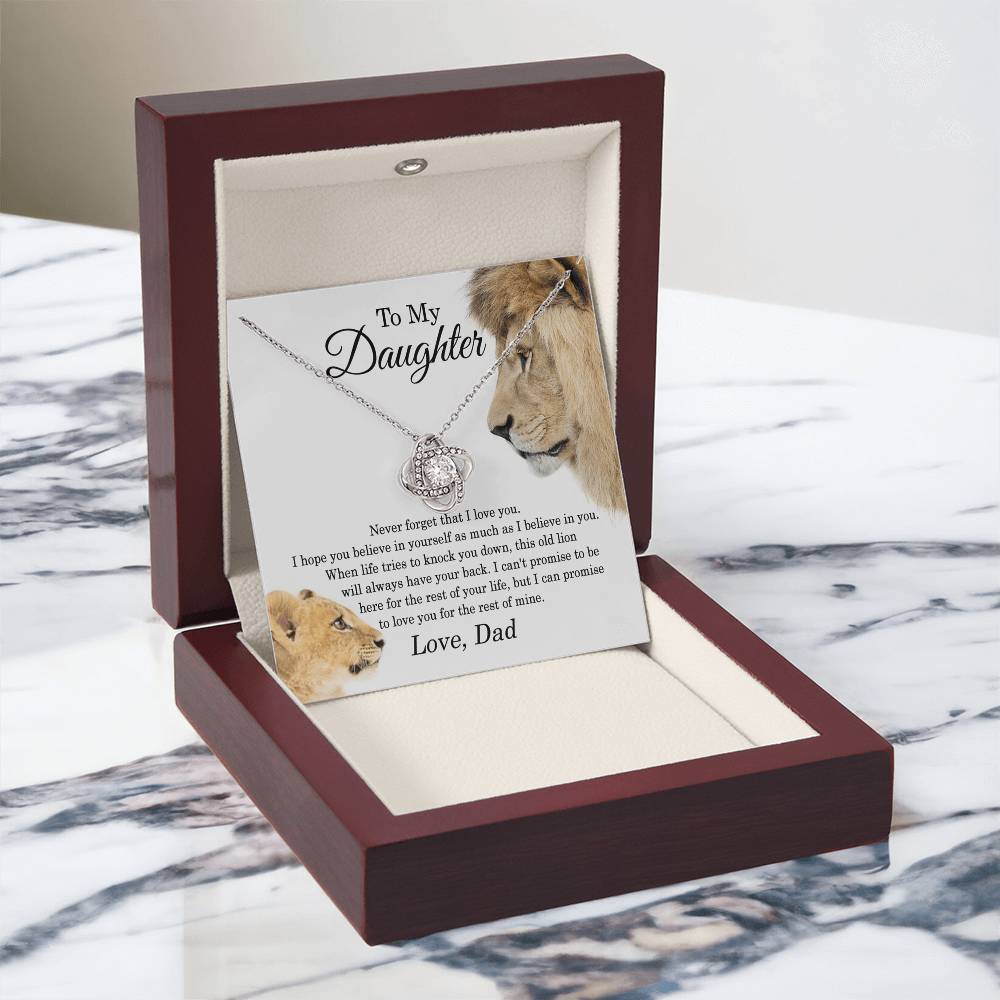 Father To Daughter Lion Gifts Necklace From Dad, To My Daughter Necklace From Daddy On Graduation, Birthday, Valentines, Christmas For Badass Beautiful Girls Jewelry Gift For Girls, Little Girl