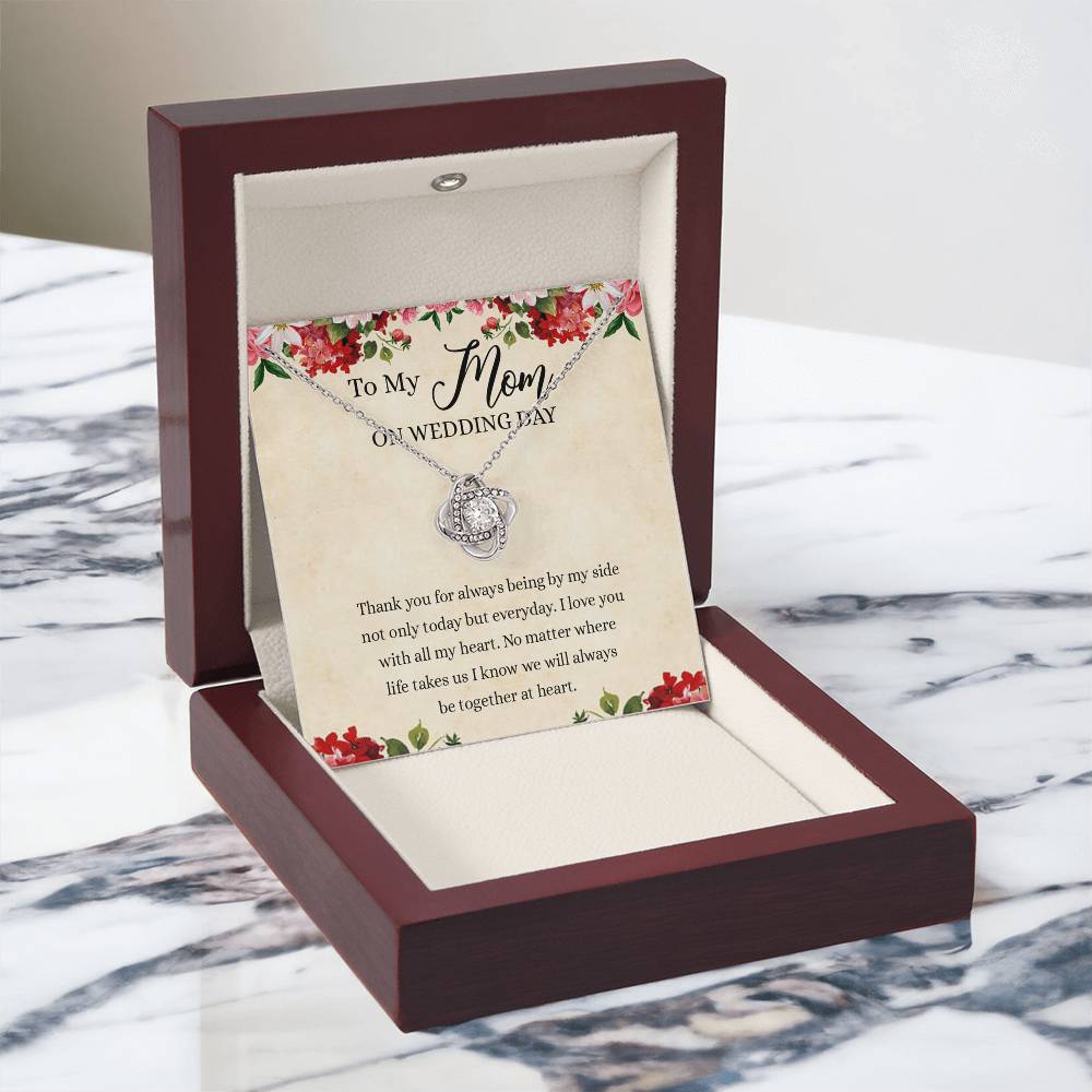 To My Mom Love Knot Necklace Gift for Mom on Wedding Day, Gift Necklace for Mother of The Groom, Gift for Bridesmaid Proposal Gift Necklace, To My Mom Gift Necklace On Wedding Day from Daughter