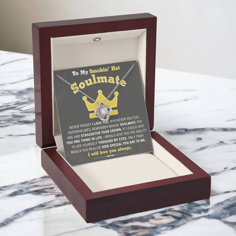 To My Smokin' Hot Soulmate Necklace Gift From Husband Boyfriend, Jewelry Gift for Wife, Couples Gifts Neckalce for Wife Necklaces Styles On Birthday Christmas Wedding, Love Knot Necklace for Women