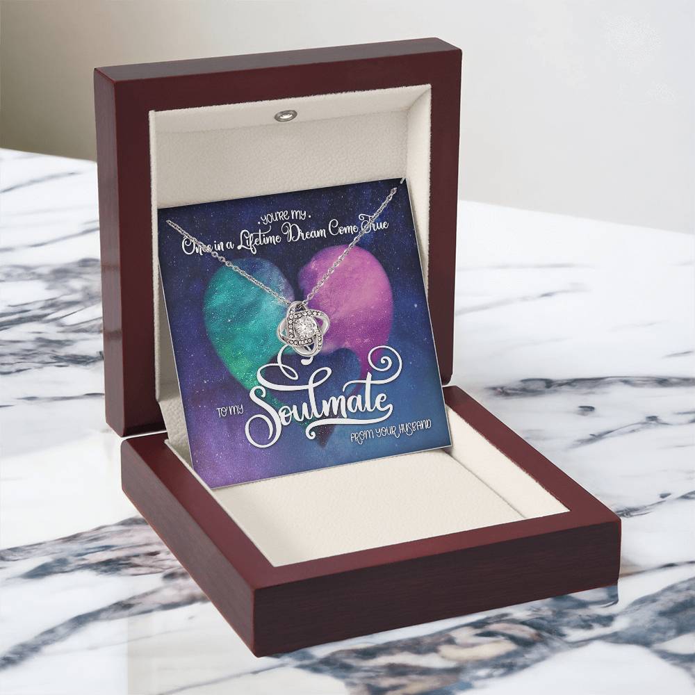 To My Soulmate Love Knot Necklace From Husband To Wife, Girlfriend, Soulmate Gift Love Knot Pendant On Valentines Day Christmas Necklace for Her Romantic Lifetime Dream Jewelry Gift For Women