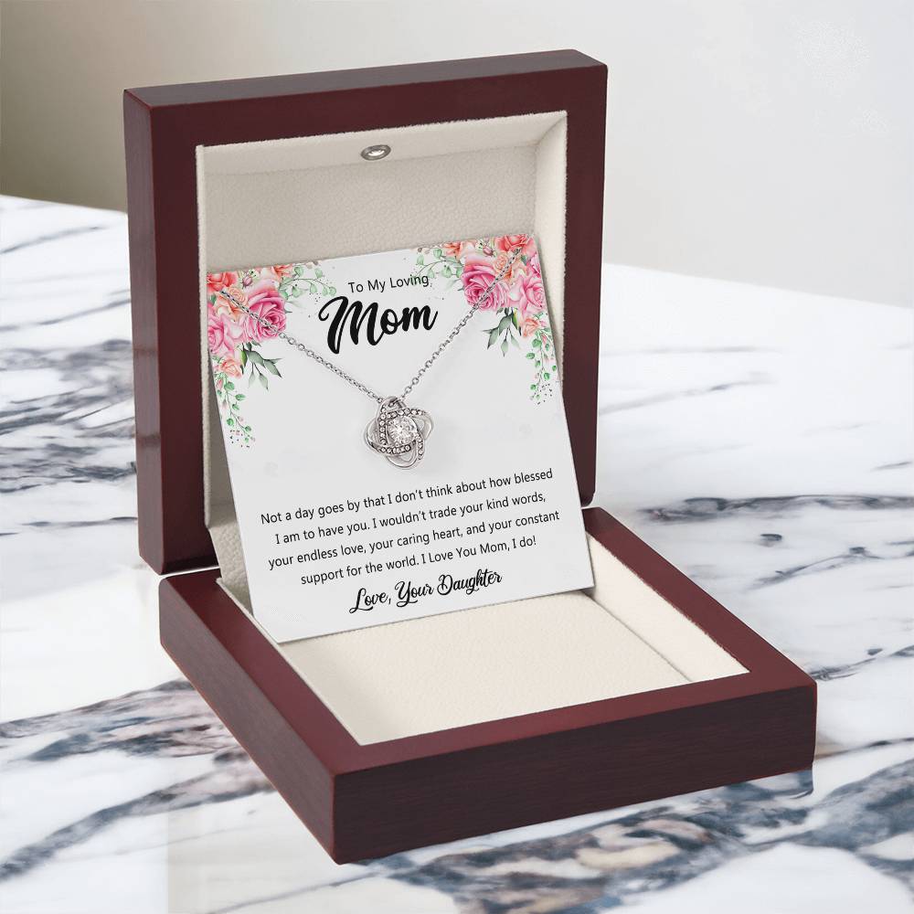To My Loving Mom Necklace From Daughter, Happy Mother's Day Necklace, To My Mom Love Knot Necklace, Mother And Daughter Necklace Gift For Mom On Mother's Day, Birthday Gift Anniversary Jewelry Gift
