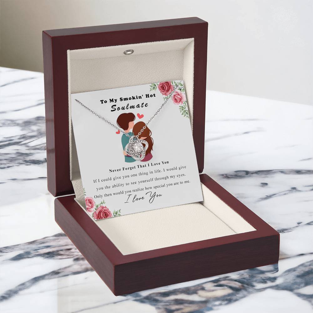 To My Smokin Hot Soulmate Necklace, Luxury Jewelry For Wife, Girlfriend, Couples Gifts Neckalce For Wife From Husband, Necklaces Styles On Christmas Wedding For Her, Love Knot Necklace For Women