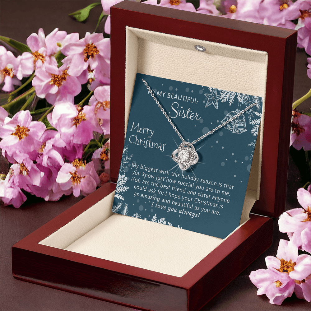 Personalized Gift Necklace, To My Beautiful Sisters Love Knot Necklace from Brother, Sisters Gift from Brother to Sisters Birthday Gift Necklace for Her, Jewelry Gift for Girls, Sister Gift Necklace
