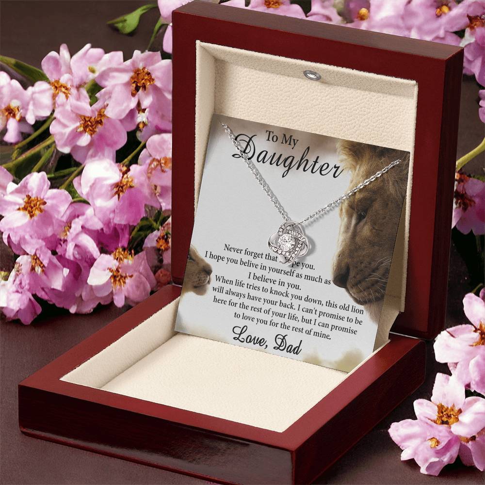 Father Daughter Necklace - Sterling Steel Necklace For Daughter, Necklace Gift On Graduation Gift Birthday Gifts for Daughter from Dad - Lion Daughter Jewelry Gift For Girls, Little Girl Necklace