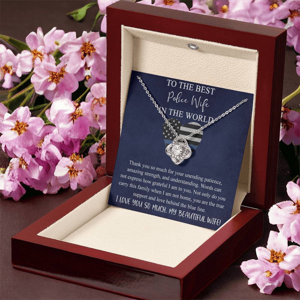 Police Wife Gift Necklace, To The Best Police Wife Love Knot Necklace Gift From Husband, Wife of Police Officer Gift Necklace, Love Knots Pendant Gift For Wife, Soulmate, Police Wife Gift Pendant