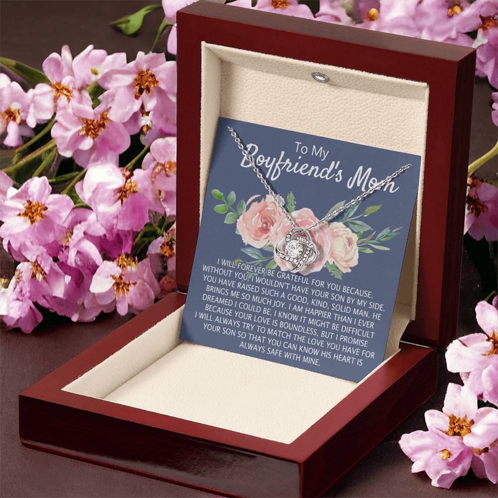 To My Boyfriend's Mom Necklace From Girlfriend, Mother's Day Necklace, Birthday For Boyfriend's Mom, Boyfriend's Mom Love Knot Necklace Jewelry For Women Gifts For Boyfriends Mom From Girlfriend Mom