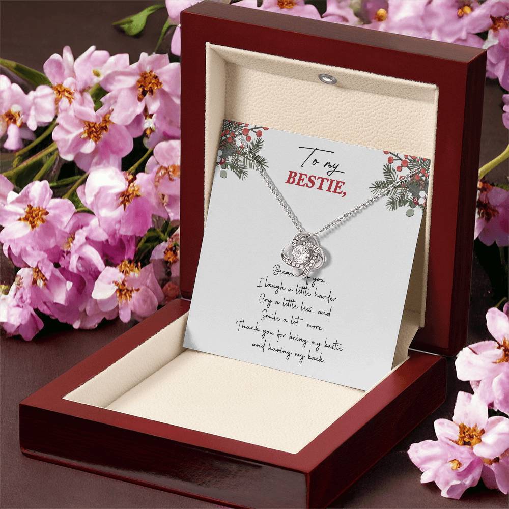 Gifts Necklace For Besties, To My Besties Love Knot Necklace From Friend, Man Because Of You Gift Necklace, Long Distance Best Friend Necklace, Besties Necklace Jewelry Gift For Girls, Her