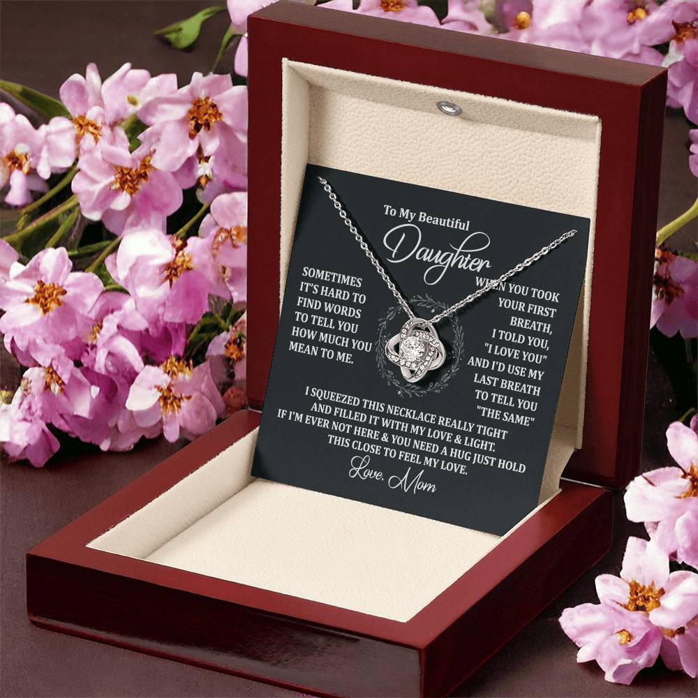 To My Beautiful Daughter Necklace Gift From Mom To Daughter, The Love Knot Necklace, Graduation Gift, Birthday Gift, Mothers Day Jewelry Birthday Gift For Daughter, Mother And Daughter Gift Jewelry