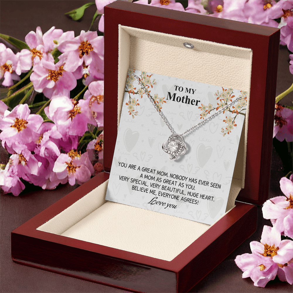 Great Mom Necklace, To My Mother Necklace From Daughter, The Love Knot Necklace Gift For Mom, Jewelry Gift For Women, Mother And Daughter Gift Necklace I Love You From Daughter To Mom Pendant