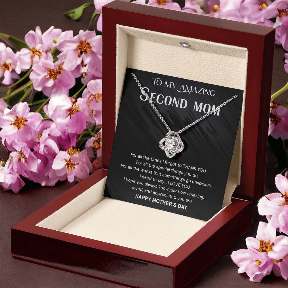 To My Amazing Second Mom Necklace From Daughter, Jewelry Gift For Women, Mother Happy Mother's Day Knot Pendant Gift For New Mom, Mother's Day Necklace Gift For her, Mother And Daughter Necklaces