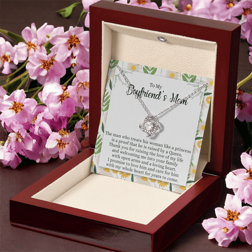 To My Boyfriend's Mom Necklace From Girlfriend Mom Gift Necklace For Boyfriend's Mom, Love Knot Pendant Gift for Bf Mom, Jewelry For Mom On Mothers Day, Birthday, Presents for Mom Necklace for Women