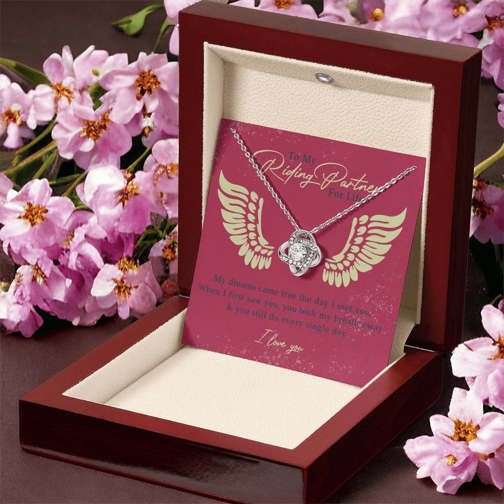 To My Riding Partner for Life Necklace From Husband, Boyfriend, Biker Wife Motorcycle Love Knot Necklace, Jewelry For Women Gift Necklace for Her Romantic Girlfriend Gift Necklace Message Card