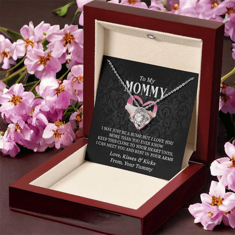 To My Mommy Gift Necklace, Mommy Love Knot Necklace From Tummy, Future Mom Gift Necklace, Pregnancy Gifts Necklace for First Time Moms, Sentimental Gift for Mothers, Mom To Be Gift Necklace