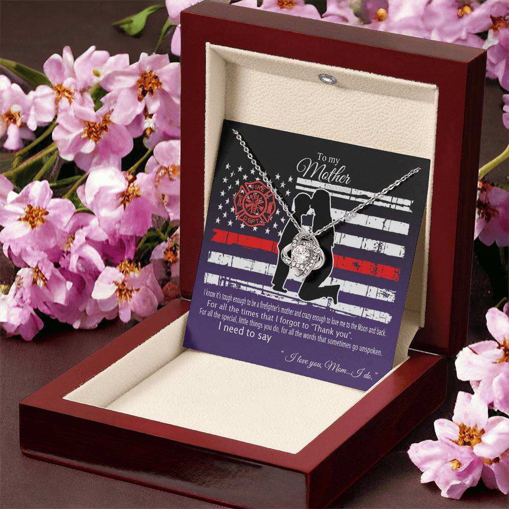 Firefighter's Mom Necklace, To My Mother Love Knot Necklace From Son To Mother Pendant I Know It's Tough To Be A Firefighter's Mother Necklace Gift For Mom Jewelry Gift For Women Mother Fire Necklace