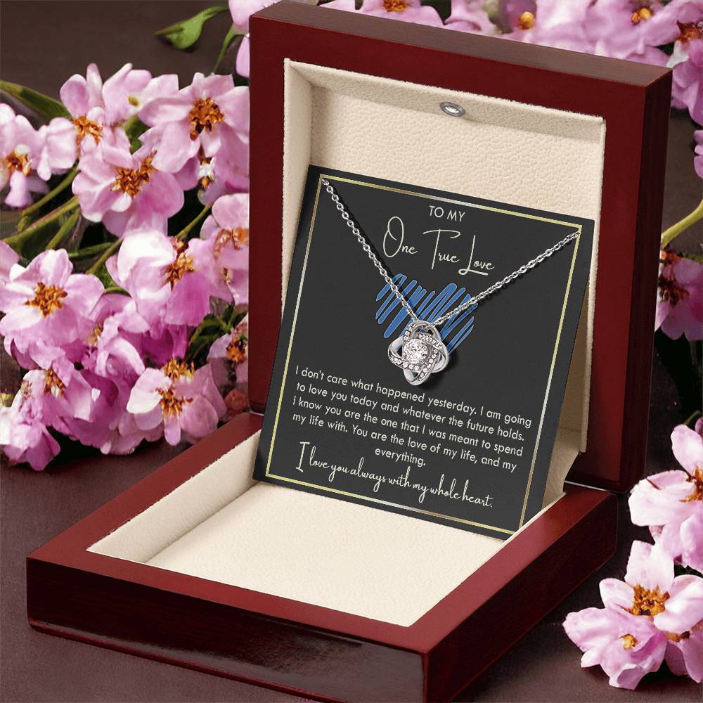 To My Girlfriend Necklace From Boyfriend, Husband, To My One True Love Knot Necklace With Message Card, Gift Necklace For Soulmate, Wife On Valentine s Day Gift For Wife, Soulmate Birthday Gift