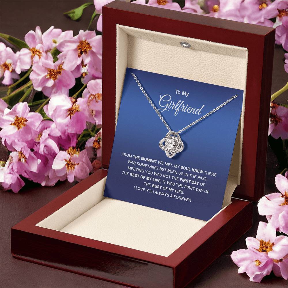 To My Girlfriend Necklace, Valentines Soulmate Gifts, Love Knot Necklace From Boyfriend, Husband, Girlfriend Gift Necklace - Jewelry Gift For Girls, Love Knot Pendant Gift For Girlfriend, Soulmate
