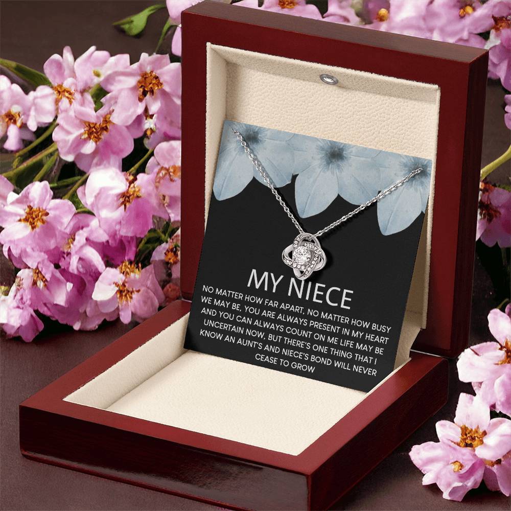 To My Niece Love Knot Necklace From Aunt, Niece Confirmation, Niece With Message Card and Gift Box Necklace Gift from Aunt or Uncle Aunt Niece Necklace, Niece Birthday Gift, Niece Graduation Gift