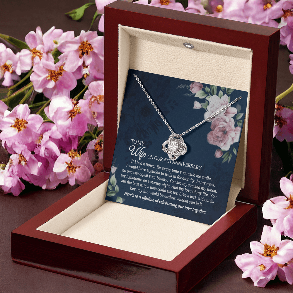 4th Anniversary Necklace Gift For Wife, 4TH Necklace Gift For Wife, Anniversary Necklace Gift For Wife, Soulmate Gift Necklace, To My Wife On Our 4th Anniversary Love Knot Necklace From Husband