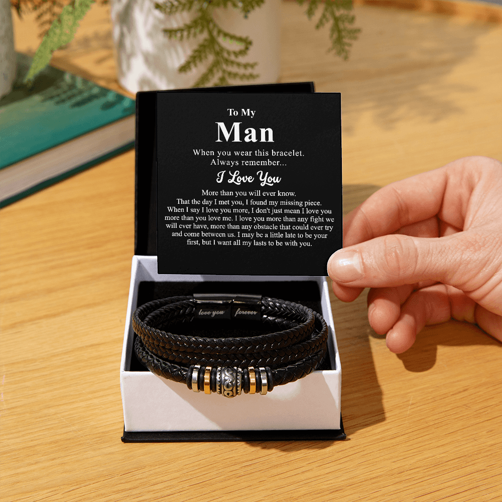 To My Man Bracelet Gift For Him, Man And Women Jewelry Gift For Men Christmas