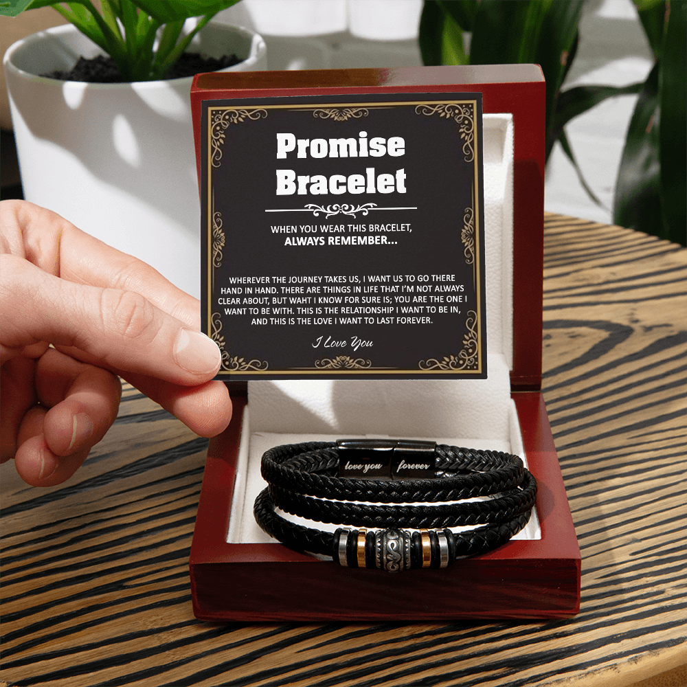 Promise Bracelet With Box From Girlfriend, Girls Jewelry Gift For Mens, I Love You Forever Bracelets Gifts For Him, Promise Bracelets Gift Card In My Massage Braided Leather Gift On Anniversary