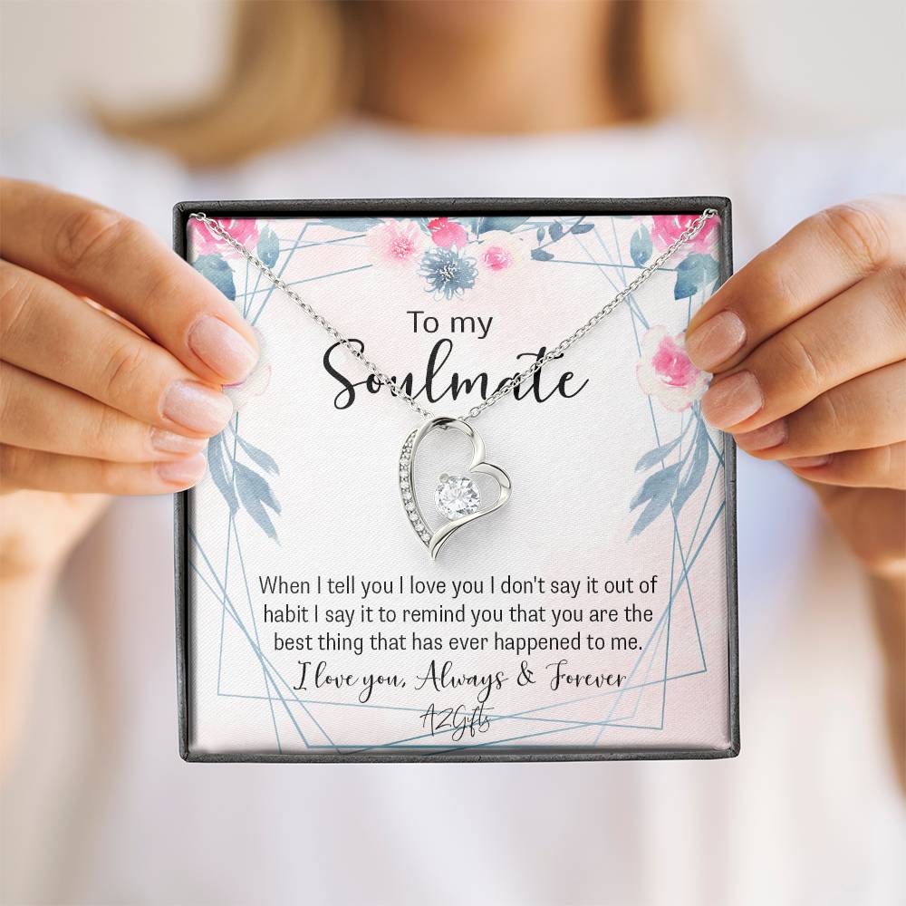 To My Soulmate Necklace for Women Birthday Christmas Jewelry Gifts For My Wife with Message Card Box Personalized Gift Present Pendant for Future Wife Soulmate Girlfriend Love Forever Love Necklace
