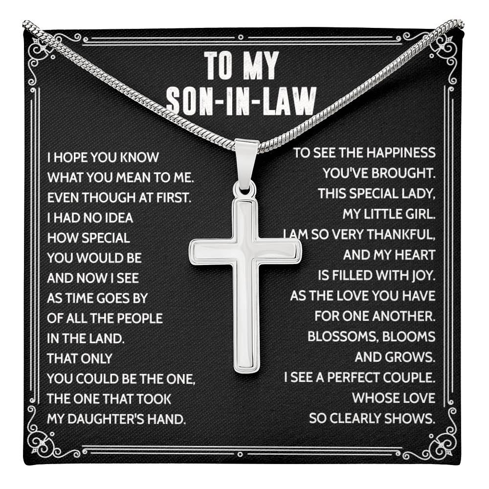 Mother to Son-in-law Cross Pendant Necklace for Son-in-law Birthday Wedding Gift