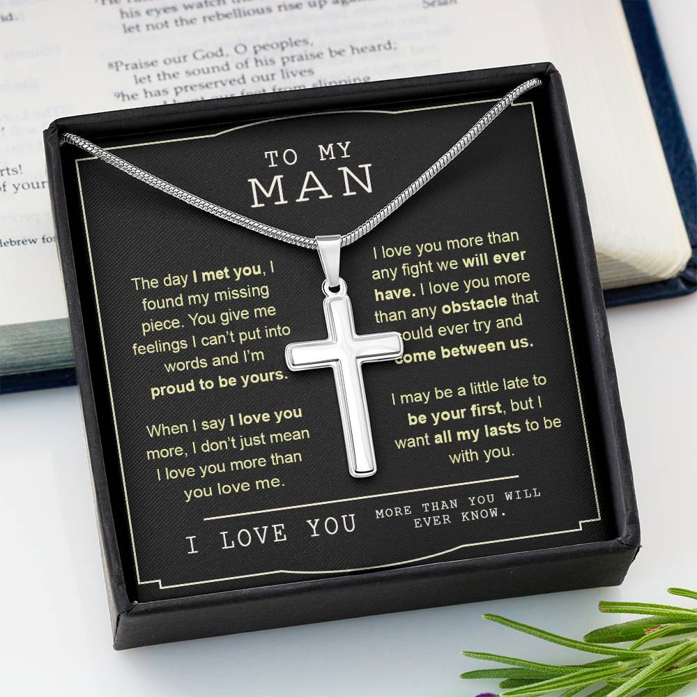 To My Man Necklace Gift or Him Cross Necklace Valentines Day Day For Man Husband 175100654749