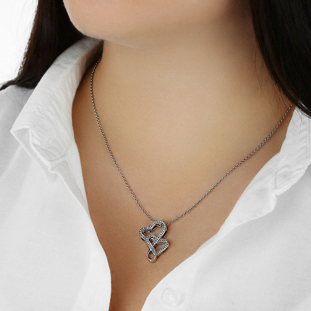 To My Daughter Double Hearts Necklace,Father Daughter Gift, Graduation Gift