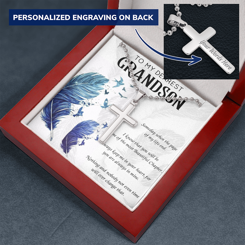 To My Grandson Necklace for Grandson Birthday Gift for Grandson Cross Necklace 175220750777