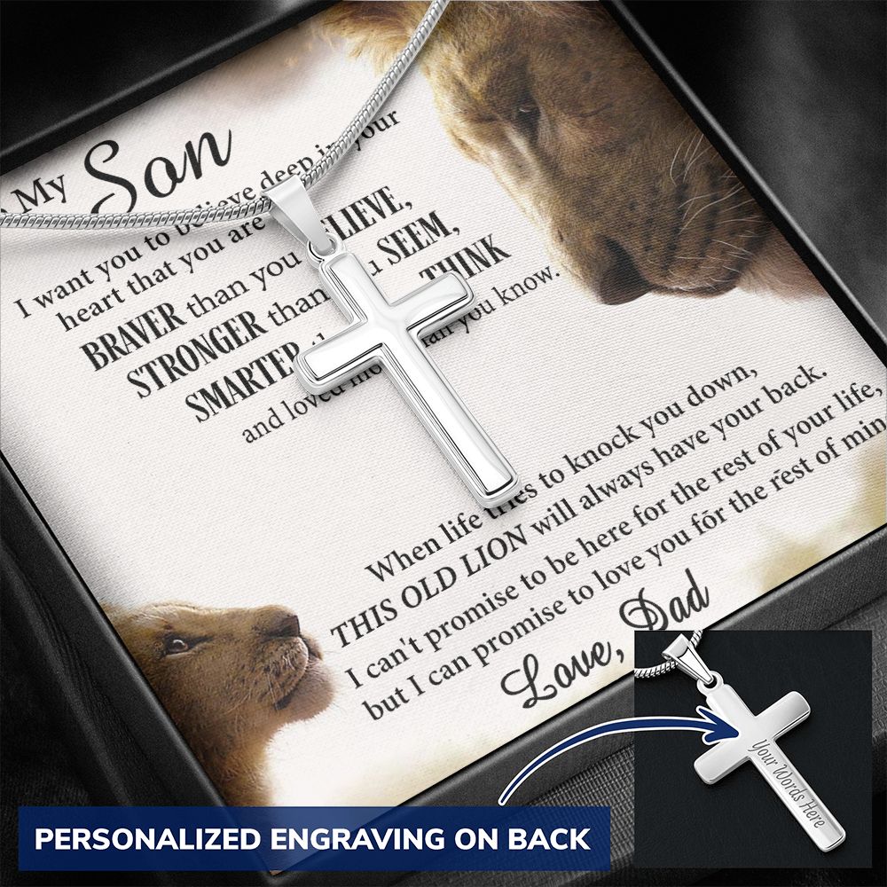 Son Gift Cross Necklace From Dad, To My Son Cross Necklace Love Son Inspirational Gifts Necklace On Birthday Graduation Christmas Holiday Gifts For Son Cross Necklace for Son Gifts From Father Dad Personalized Cross Necklace CrossThuy071221-1-NG-08