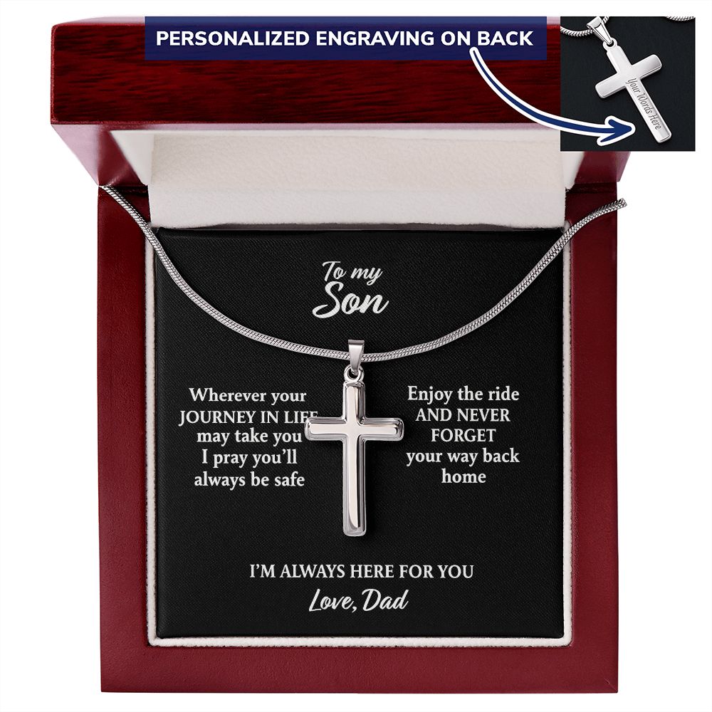 Son Cross Gift Necklace - To My Son Cross Necklace From Dad - Personalized Gift Necklace For Son From Dad Gift On Birthday Graduation Gift To Son - Cross Necklace Gift For Boys, Jewelry Gift For Man Personalized Cross Necklace 2222