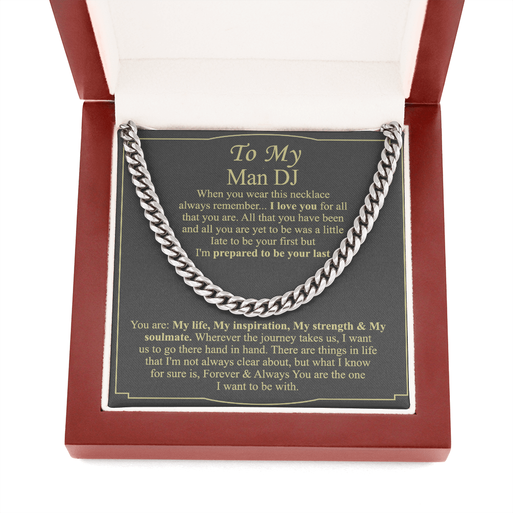 To My Man Necklace, Gift For Boyfriend, Boyfriend Birthday Cuban Link Necklace man DJ