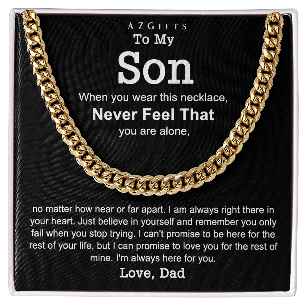 Father to Son Cuban Chain Necklace, Father Son Necklace, Gifts for Son from Dad, Christmas Holiday Gifts Idea for Son, Necklace for Son from Dad Xmas Cuban Link Chain Amazon