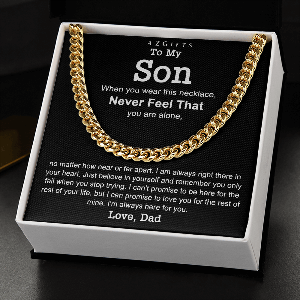 Father to Son Cuban Chain Necklace, Father Son Necklace, Gifts for Son from Dad, Christmas Holiday Gifts Idea for Son, Necklace for Son from Dad Xmas Cuban Link Chain Amazon