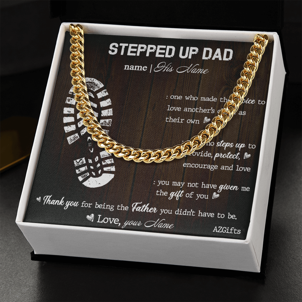 1Personalized Stepdad Necklace, To My Stepped Up Dad Cuban Link Chain, Bonus Dad Necklace, Custom Necklace Gift For Stepdad Father’s Day, Best Dad Gift Pendant Cuban Link Chain Cuban Link Chain Amazon