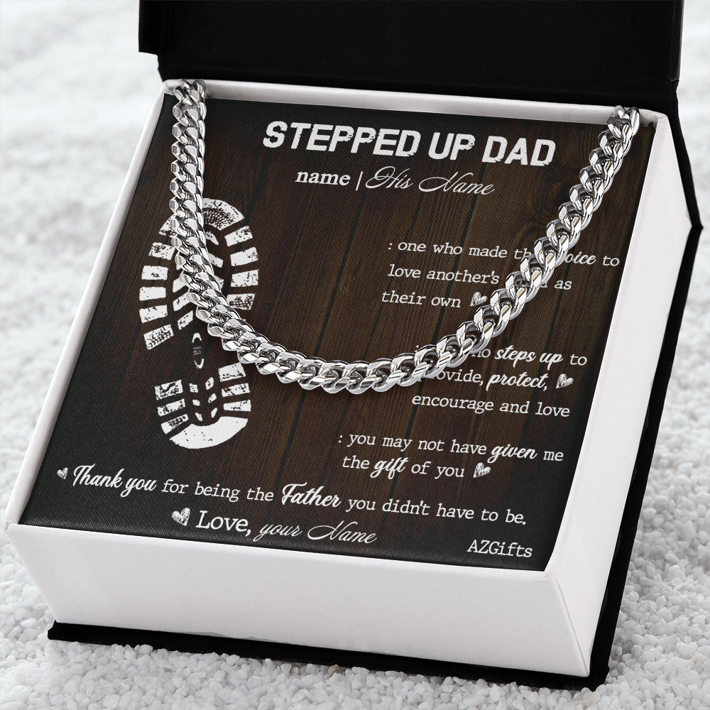 1Personalized Stepdad Necklace, To My Stepped Up Dad Cuban Link Chain, Bonus Dad Necklace, Custom Necklace Gift For Stepdad Father’s Day, Best Dad Gift Pendant Cuban Link Chain Cuban Link Chain Amazon
