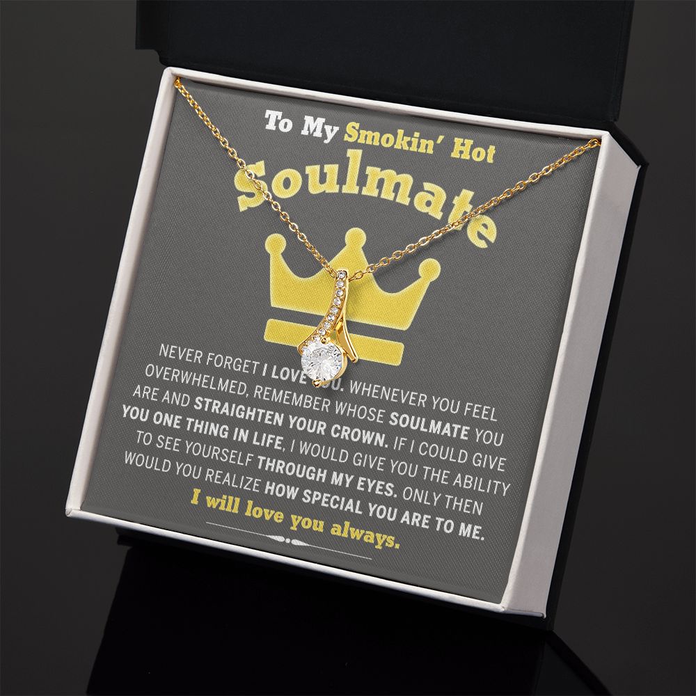 To My Soulmate Necklace for Women Birthday Valentines Day Jewelry Gifts For My Wife with Message Card Box Personalized Gift Present Pendant for Future Wife Soulmate Girlfriend Love 8 Alluring Beauty Necklace