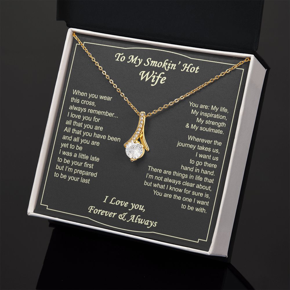 To My Smokin Hot Wife Necklace, Wedding Anniversary Jewelry For Women, Necklace For Wife from Husband, Gifts For Wife Birthday Gifts Necklace, Jewelry With Message Card In A Gift Box2 Alluring Beauty Necklace
