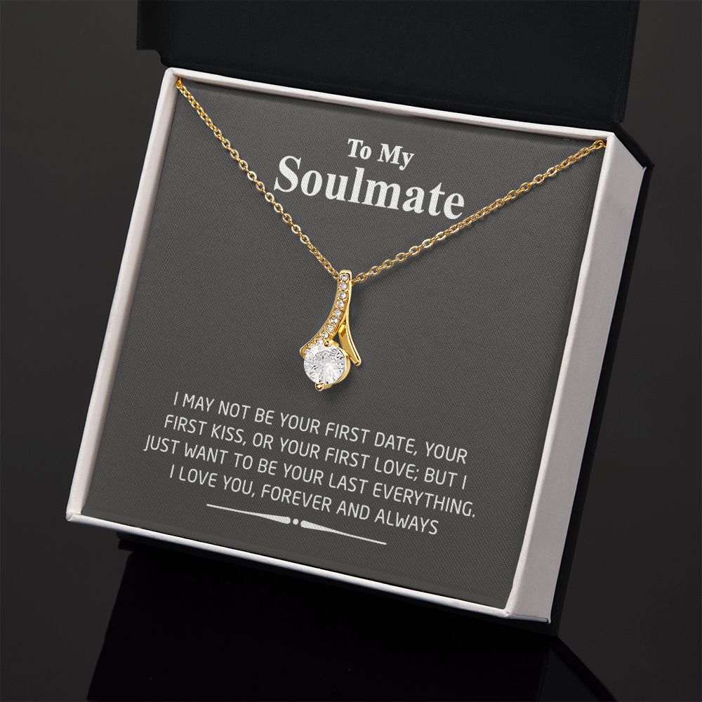 To My Soulmate Necklace for Women Birthday Valentines Day Jewelry Gifts For My Wife with Message Card Box Personalized Gift Present Pendant for Future Wife Soulmate Girlfriend Love 2 Alluring Beauty Necklace