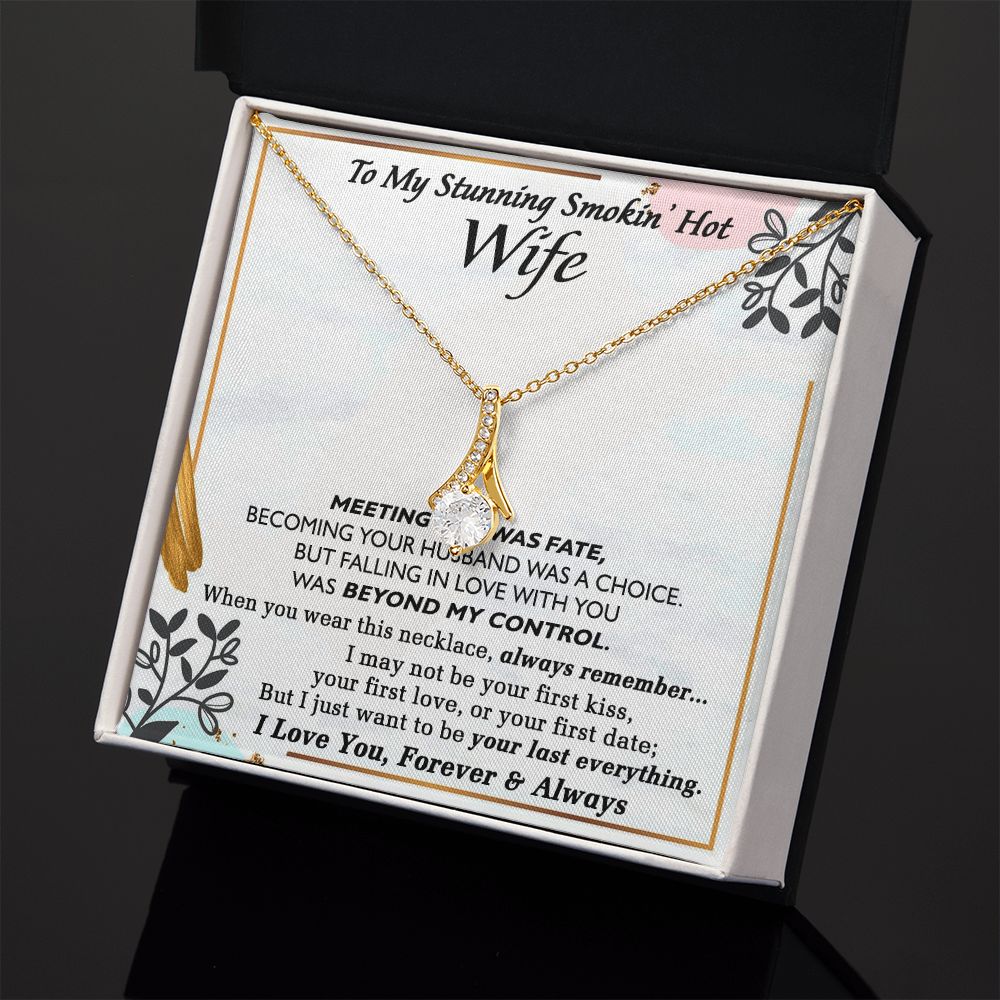 To My Smokin Hot Wife Necklace, Wedding Anniversary Jewelry For Women, Necklace For Wife from Husband, Gifts For Wife Birthday Gifts Necklace, Jewelry With Message Card In A Gift Box Alluring Beauty Necklace