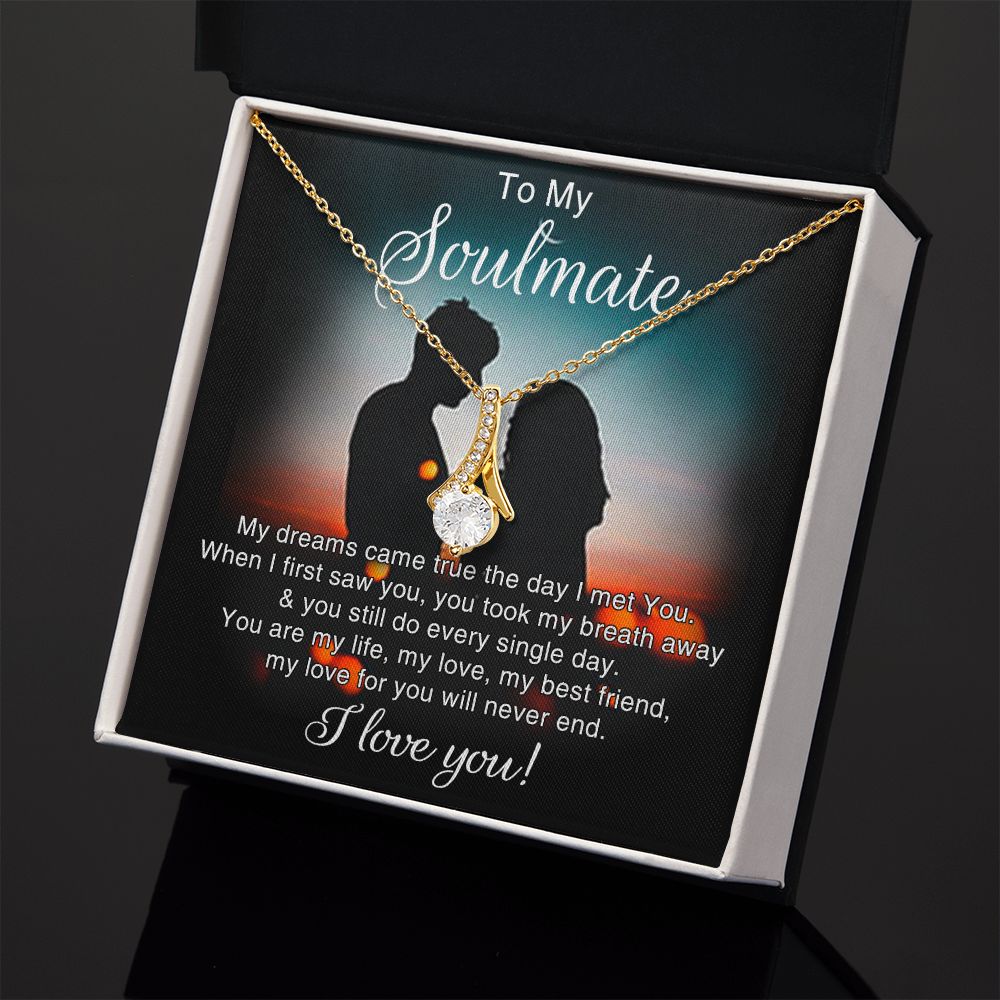 To My Soulmate Necklace for Women Birthday Christmas Jewelry Gifts For My Wife with Message Card Box Personalized Gift Present Pendant for Future Wife Soulmate Girlfriend Love 4 Alluring Beauty Necklace