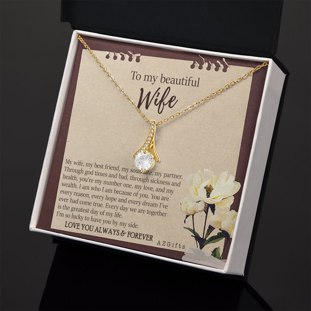 To My Wife Necklace from Husband, Personalized Necklace for Women, Luxury Necklace for Wife from Man Men, Wedding Anniversary Present For Wife, Beautiful Wife Jewelry Christmas Birthday Gifts For Wife7 Alluring Beauty Necklace