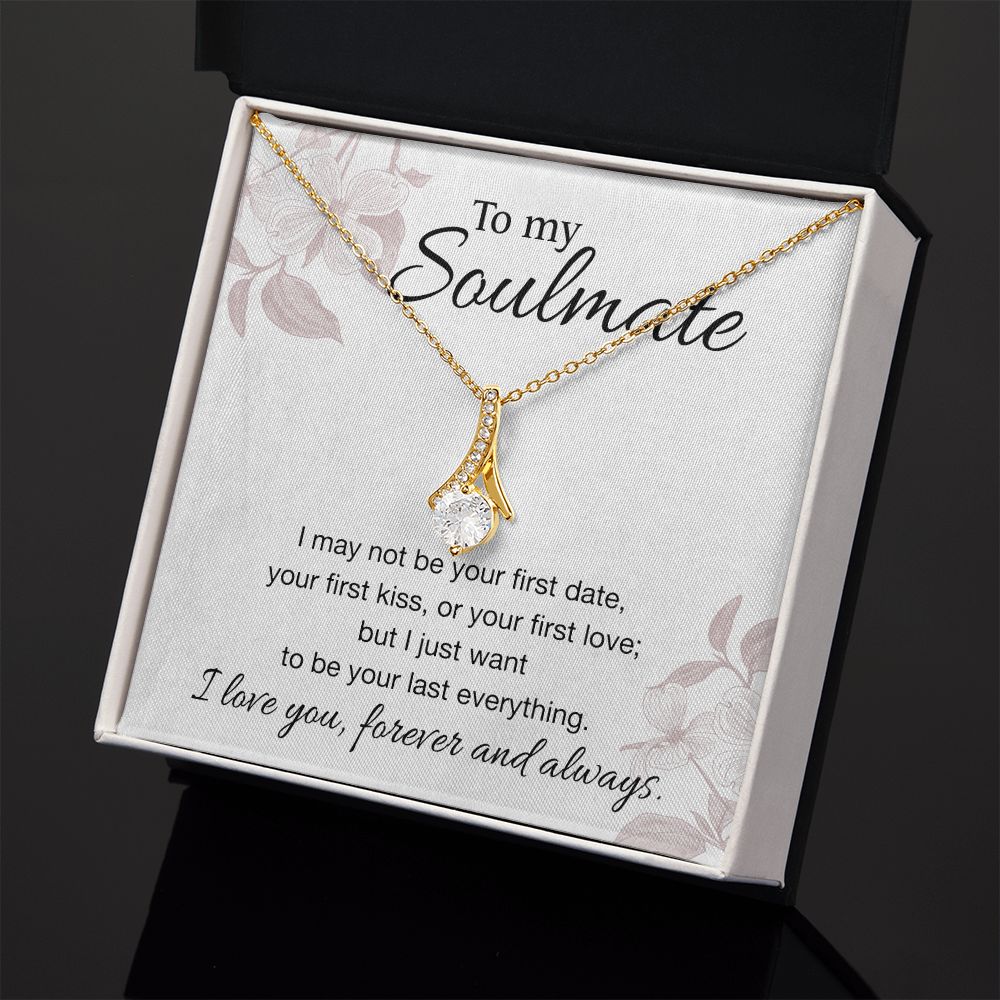 To My Soulmate Necklace for Women Birthday Valentines Day Jewelry Gifts For My Wife with Message Card Box Personalized Gift Present Pendant for Future Wife Soulmate Girlfriend Love 3 Alluring Beauty Necklace