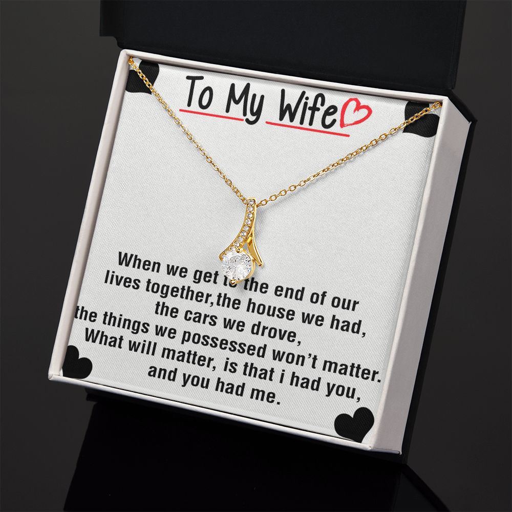 To My Wife Necklace from Husband, Personalized Necklace for Women, Luxury Necklace for Wife from Man Men, Wedding Anniversary Present For Wife, Beautiful Wife Jewelry Christmas Birthday Gift For Wife25 Alluring Beauty Necklace