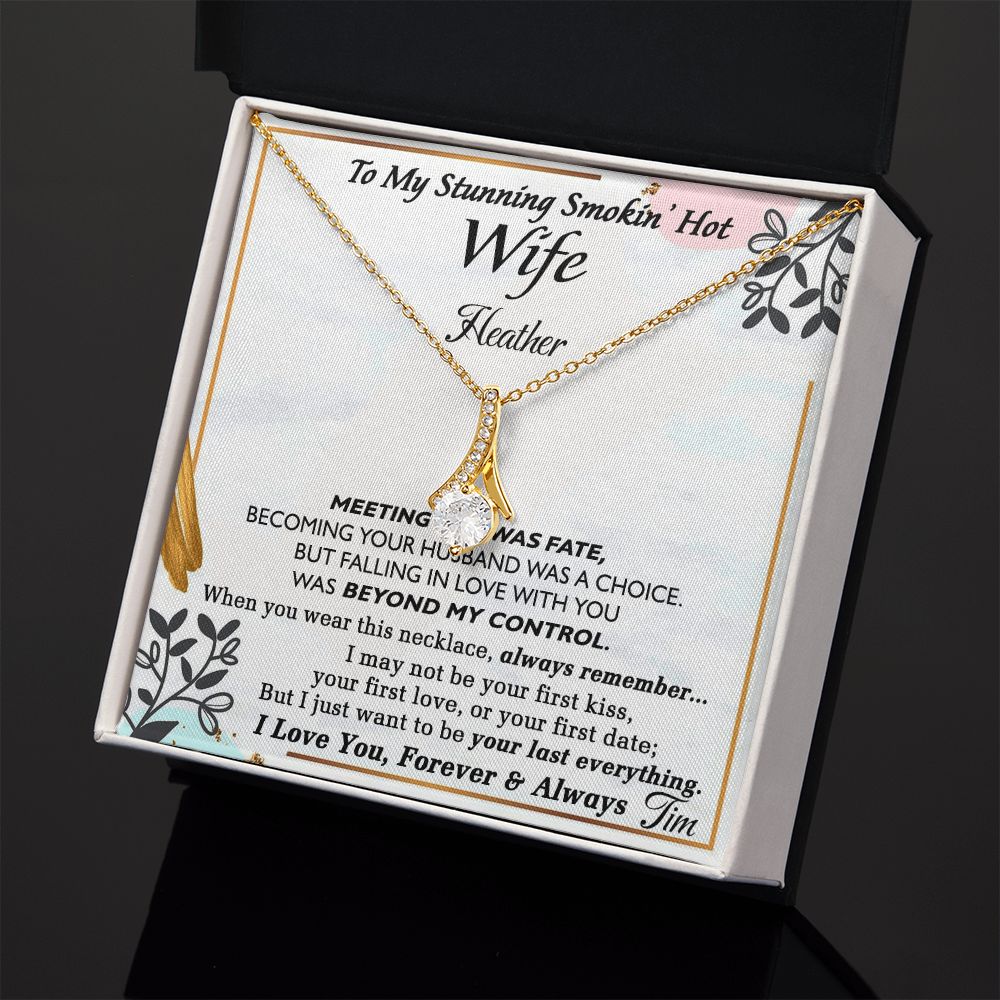 To My Wife Necklace from Husband, Personalized Necklace for Women, Luxury Necklace for Wife from Man Men, Wedding Anniversary Present For Wife, Beautiful Wife Jewelry Christmas Birthday Gift For Wife22 Alluring Beauty Necklace