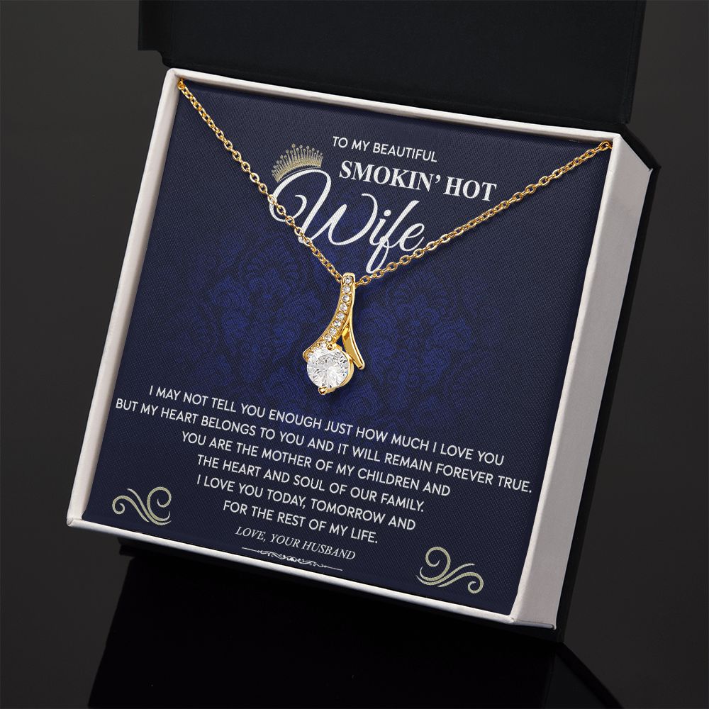To My Wife Necklace from Husband, Personalized Necklace for Women, Luxury Necklace for Wife from Man Men, Wedding Anniversary Present For Wife, Beautiful Wife Jewelry Christmas Birthday Gift For Wife10 Alluring Beauty Necklace